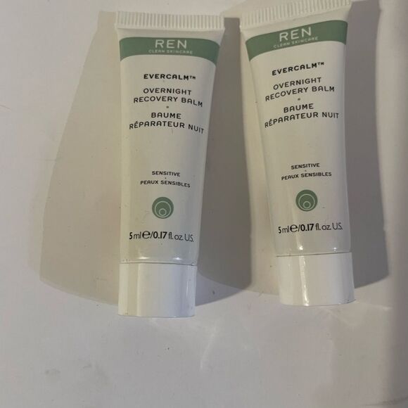2 REN Clean Skincare Evercalm Overnight Recovery Balm Travel Size 5ml/.17 oz New - Picture 2 of 4